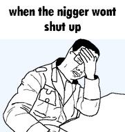 angry booru closed_eyes closed_mouth clothes face_palm glasses hair lips meta:tagme soyjak template text thick_eyebrows variant:chudjak whentheniggerwontshutup // 410x436 // 18.3KB