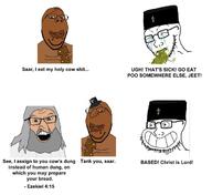 beard brown_skin christian_cross christianity cow_dung glasses god jewish_nose pajeet variant:feraljak variant:gapejak variant:soyak vomit // 1280x1170 // 226.1KB