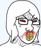 angry blood bloodshot_eyes clenched_teeth cracked_teeth female glasses hair nosebleed piercing red_eyes septum_piercing series:foidjaks short_hair subvariant:female_soyak teeth variant:soyak vein // 970x1150 // 74.5KB