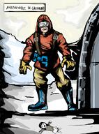 antiswarthy_(namefag) artist:romanian_schizo boot clothes comic doll flag:greenland full_body gi_joe greenland ground ice igloo man snow surprised text variant:soytan variant:unknown winter // 1022x1384 // 538.4KB
