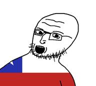 chile country flag flag:chile glasses hair looking_to_the_left open_mouth soyjak star_(symbol) stubble teeth torso variant:A24k wrinkles // 466x415 // 8.9KB