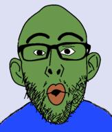 clothes ear frog glasses green green_skin pepe soyjak stubble tshirt variant:nojak // 443x523 // 18.7KB