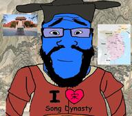 beard blue_skin calm china chinese_historical_drama closed_mouth clothes dal_viet dali dynasty emperor glasses goreyo hair hat heart i_heart i_love liao_dynasty love painting palace smile song_dynasty soyjak subvariant:science_lover text variant:markiplier_soyjak western_xia // 887x783 // 119.8KB