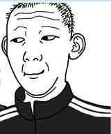 closed_mouth clothes ear smile soyjak track_suit variant:carterjak variant:kuzjak // 398x478 // 22.3KB