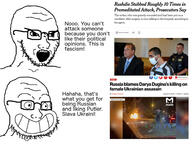 2soyjaks angry arm brown_skin calarts car closed_mouth clothes facebook facemask fire glasses grin jacket jeans logo looking_to_the_right necktie news news_article open_mouth photo place_japan russia russo_ukrainian_war salman_rushdie smile soyjak stubble suit teeth television text twitter ukraine variant:soyak // 950x714 // 198.8KB