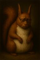 animal classical_art_parody frown full_body glasses realistic sad subvariant:feralsquirrel trend:squirreljakking variant:feraljak // 1024x1536 // 2.1MB