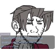 ace_attorney arm beard closed_mouth clothes ear frown hair meta:tagme miles_edgeworth soyjak squinting stubble suit text tuxedo variant:soyak videogame // 901x816 // 79.7KB