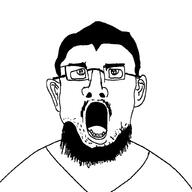 clothes ear glasses hair mustache open_mouth soyjak stubble variant:unknown // 1024x1024 // 97.5KB