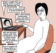 chair closed_mouth desk dialogue glasses hair john_lennon laptop multiple_soyjaks nervous soyjak stubble text toss transformation variant:lennonjak // 850x805 // 89.6KB