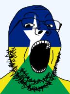 brazil flag flag:rondônia glasses looking_at_you open_mouth rondônia soyjak star_(symbol) stubble teeth transparent_background variant:gapejak // 600x800 // 38.3KB