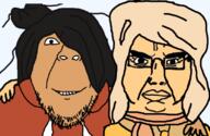 2soyjaks angry chud_troon_alliance clothes coco_(ongezellig) female friendship glasses hair hand maya_(ongezellig) ongezellig orange_skin scarf smile soyjak stubble subvariant:chudjak_front variant:bernd variant:chudjak // 834x541 // 129.6KB