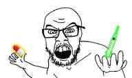 angry arm glasses glowing hand meds merge object open_mouth pill soyjak stubble subvariant:yurjak_double syringe vaccine variant:feraljak variant:yurjak // 750x442 // 37.5KB