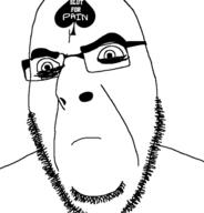 closed_mouth eye_bags frown glasses pain soyjak spade stubble tattoo text variant:cobson // 676x707 // 60.9KB