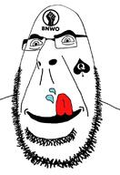 bbc bnwo distorted glasses half_open_mouth licking_lips queen_of_spades saliva soyjak stubble tattoo tongue variant:cobson // 557x809 // 167.1KB