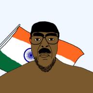 beard bindi brown_skin closed_mouth clothes flag glasses hair india looking_at_you mustache pajeet thick_eyebrows variant:patriotjak // 1023x1023 // 46.9KB