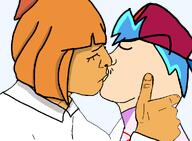 blue_hair bowtie boyfriend_(friday_night_funkin') cap cartoon closed_mouth clothes crying female friday_night_funkin' glasses hair hand hat kissing mymy no_beard no_glasses ongezellig orange_hair orange_skin soyjak subvariant:flarteyejak tshirt variant:fisheyejak variant:flartson // 968x713 // 66.7KB