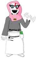Warrior-Z(user) arab.org aryan batman batman_(series) blue_eyes blush clothes dress eyelashes female full_body glass glasses god_of_war hijab iraq islamophobia kratos necklace no_nose norway open_mouth palestine quran series:name-tan soyjak variant:soytan video_game wave waving // 1352x2196 // 72.6KB