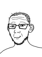 closed_mouth ear glasses hair smirk soyjak stubble variant:carterjak variant:kuzjak // 810x1080 // 22.5KB