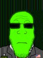 animated badge bald central_intelligence_agency closed_mouth costume ext=gif flag:united_states glasses glowie glowing soyjak stubble subvariant:neutralplier sunglasses variant:markiplier_soyjak // 512x682 // 2.1MB