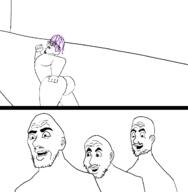 4soyjaks animanstudios ass chaser closed_mouth ear glasses hair mustache nsfw open_mouth purple_hair soyjak stubble tranny variant:unknown walking // 1238x1263 // 17.8KB