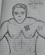 chud drawing muscular_chud muscular_male nazism paper subvariant:chudjak_front subvariant:muscular_chud swastika variant:chudjak // 4130x5015 // 4.0MB