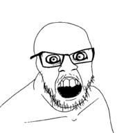angry crazed glasses open_mouth soyjak stubble template variant:feraljak // 1500x1500 // 10.2KB
