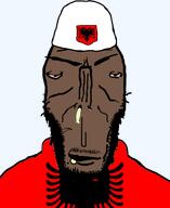 albania albanian albanian_flag balkans black_skin country dumb flag:albania politics retarded series:muttverse soyjak stubble subvariant:balkanmutt subvariant:euromutt transparent_background variant:markiplier_soyjak // 1634x2000 // 539.0KB