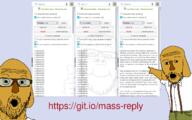3soyjaks 4chan arm clothes dog github glasses hand janny mass_reply mustache open_mouth pointing smile soyjak stubble suspenders text thumbs_up variant:a24_slowburn_soyjak variant:two_pointing_soyjaks yellow_skin // 1280x800 // 191.9KB