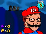 alien black_sclera black_skin cap clothes cloud coin creature creepypasta galaxy hat hell_valley_sky_trees hud mario mario_hat mustache nintendo ominous overalls red_clothes shading shadow space star star_bits subvariant:hornyson subvariant:wholesome_soyjak super_mario super_mario_galaxy super_mario_galaxy_2 variant:cobson variant:gapejak variant:markiplier_soyjak variant:soyak video_game white_eyes wii worried // 1440x1080 // 188.6KB