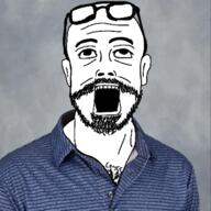 ear g_(4chan) glasses grey_background irl irl_background jakparty_soy luke_smith lute lute_(user) open_mouth soyjak stubble subvariant:lutejak technology variant:a24_slowburn_soyjak youtube // 460x460 // 240.1KB