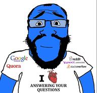 balding beard blue_skin closed_mouth clothes glasses google google_answers heart i_love quora reddit smile soyjak stack_overflow subvariant:science_lover variant:markiplier_soyjak white_shirt yahoo yahoo_answers // 816x785 // 93.3KB