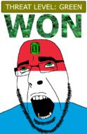 ahegao country emerald flag flag:luxembourg gem glasses green green_eyes hair looking_up luxembourg open_mouth schlog_color_event soyjak soyjak_blog stubble teeth text threat_level_green variant:cobson won // 721x1115 // 137.8KB