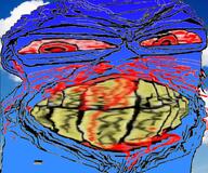 angry blood bloodshot_eyes blue_skin calm clenched_teeth cloud cracked_teeth distorted glasses large_eyes nosebleed red_eyes soyjak stretched_mouth stubble subvariant:feralrage variant:feraljak yellow_teeth // 666x555 // 556.9KB