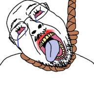 ack bloodshot_eyes crying glasses hair hanging noose open_mouth red_eyes rope soyjak stubble suicide template tongue variant:bernd water // 768x719 // 47.4KB