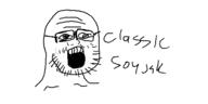 glasses oekaki open_mouth soyjak stubble text variant:soyak // 500x250 // 15.2KB
