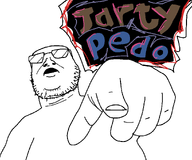 glasses hair jartynigger jartypedo jartytranny open_mouth pointing soyjak text variant:scabrjak // 1393x1158 // 67.0KB