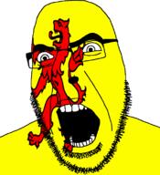 angry animal flag flag:south_holland full_head glasses hair lion looking_to_the_right netherlands open_mouth south_holland soyjak stubble teeth variant:cobson // 721x789 // 72.3KB