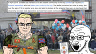 ak47 arm army blue_eyes buff camouflage christian_cross christian_identity christianity closed_mouth clothes cross ear eastern_orthodox flag:donetsk flag:new_russia flag:novorossiya flag:principality_of_moscow flag:russia glasses hair hat holding_object holding_sign irl_background jesus jesus_christ judaism jude juden kippah large_nose leaflet military military_uniform necklace new_russia open_mouth orthodox orthodox_christian orthodox_cross orthodoxy patch ribbon sign soyjak st_george's_ribbon star_of_david stubble subvariant:chudjak_front subvariant:muscular_chud tjd tkd total_jew_death total_kike_death total_kike_destruction tshirt variant:chudjak variant:soyak vein white_skin wikipedia yellow_hair // 1920x1080 // 519.8KB
