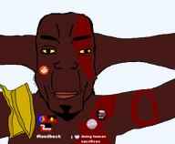 aboriginal badge comanche flag:necrosexual_pride_flag god_of_war hands_behind_head human_sacrifice kratos land_back maori native_american necrophile necrophilia red_skin reddit redskin series:esl_pedo_league shoulder_strap smile stubble subvariant:chudplier transheart variant:chudjak variant:markiplier_soyjak yellow_sclera // 802x660 // 35.1KB