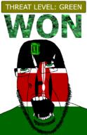 ahegao country emerald flag flag:kenya gem glasses green green_eyes hair kenya looking_up open_mouth schlog_color_event shield soyjak soyjak_blog spear stubble teeth text threat_level_green variant:cobson won // 721x1115 // 155.0KB