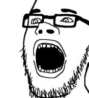 glasses open_mouth ross_scott soyjak stubble variant:ross_scott // 397x435 // 8.4KB