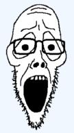 glasses open_mouth scream_(movie) soyjak stubble variant:unknown // 512x910 // 10.2KB