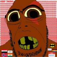 BRIMMIEST_COMMENTS_SECTION☣️☣️☣️_DO_NOT_ENTER☣️☣️☣️ KEEP_TAKING_LZZZZZZZZ Warrior-Z(user) autism batman deformed distorted flag:india flag:iraq flag:norway flag:syria flag:transgender_pride_flag glasses islam kratos rotten_teeth stubble tranny variant:cobson yellow_sclera // 632x632 // 218.5KB