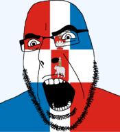 animal bear bible christianity crown eastern_orthodox flag flag:perm_krai full_head glasses hair krai looking_to_the_right open_mouth orthodox_cross perm_krai polar_bear russia soyjak stubble teeth text transparent transparent_background variant:cobson // 721x789 // 46.6KB