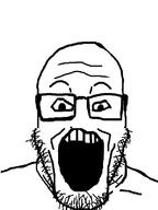 glasses no_nose open_mouth soyjak stubble variant:markiplier_soyjak // 598x800 // 121.8KB