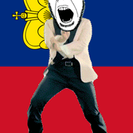 animated country dance flag full_body gangnam_style glasses irl liechtenstein open_mouth push_pin soyjak sticky stubble variant:cobson // 300x460 // 346.4KB