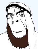 arab beard brown_hair clothes glasses hat keffiyeh smile soyjak variant:cobson // 1080x1402 // 30.1KB