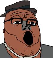 clothes doc emmy_the_robot glasses hat open_mouth robot soyjak the_sopranos variant:tony_soprano_soyjak // 1208x1310 // 540.7KB