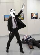 andrei_karlov angry arm assassination belt classical_art_parody cravat crying full_body hand holding_gun holding_object holding_pistol irl_background mevlüt_mert_altıntaş open_mouth painting picture pointing_up purple_tongue russia tongue tranny turkiye variant:bernd variant:chudjak // 474x647 // 210.6KB