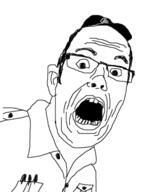 avgn clothes ear glasses hair james_rolfe open_mouth soyjak variant:nasalirrigation // 449x531 // 28.6KB